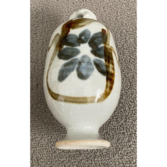Vintage Hand Painted Pottery Hanging Vase Ornament Stone Floral Design 6" Tall - Picture 10 of 11